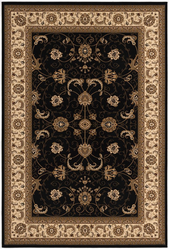 10' X 13' Beige and Black Oriental Washable Non Skid Area Rug