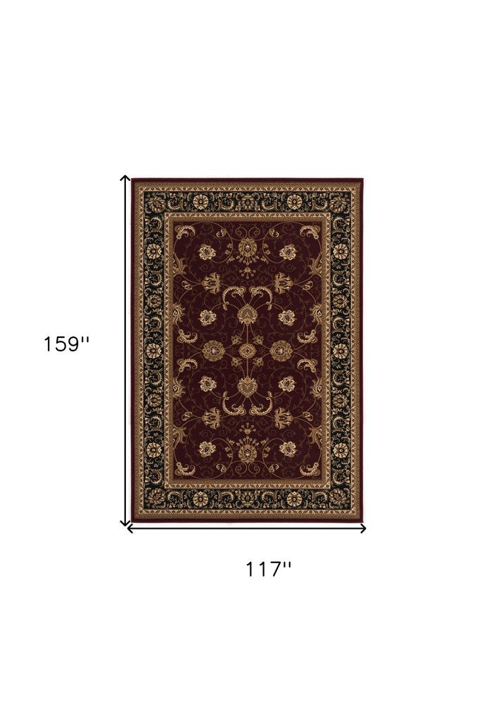 10' X 13' Red and Beige Oriental Distressed Area Rug