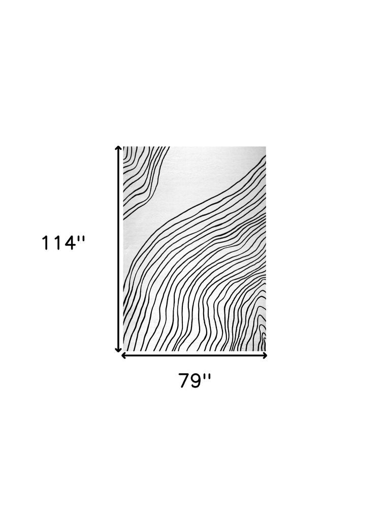 7' X 10' Black and White Abstract Distressed Area Rug