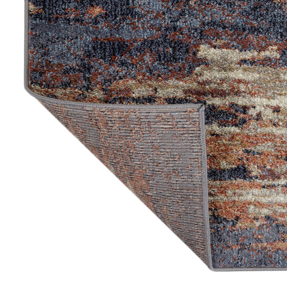 10' Beige Rust And Blue Abstract Runner Rug