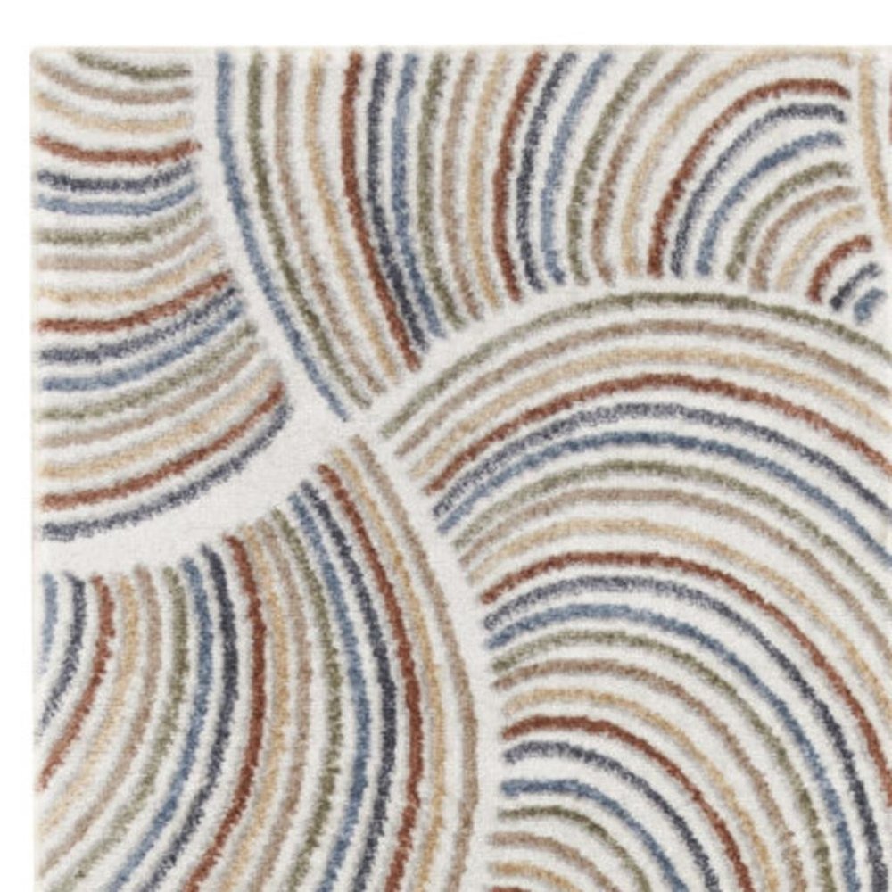 12' Blue And Ivory Abstract Washable Runner Rug