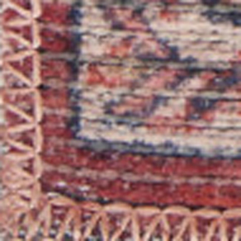 9' X 12' Blue and Red Floral Power Loom Distressed Washable Area Rug