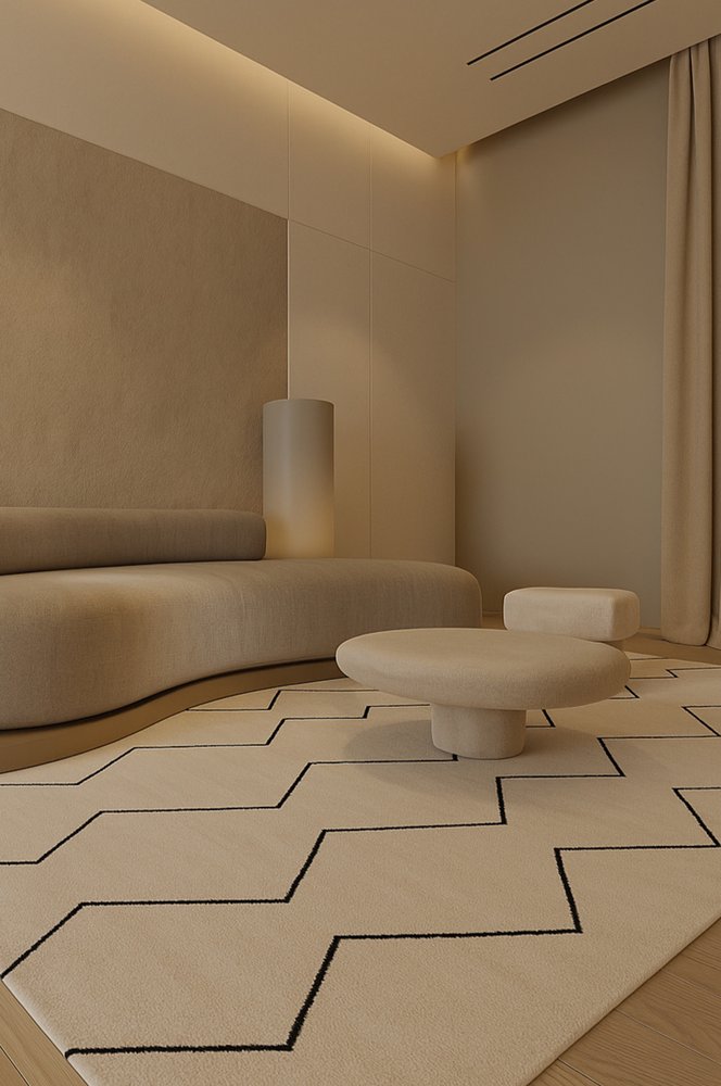 7' X 10' Beige and Black Geometric Power Loom Distressed Non Skid Area Rug