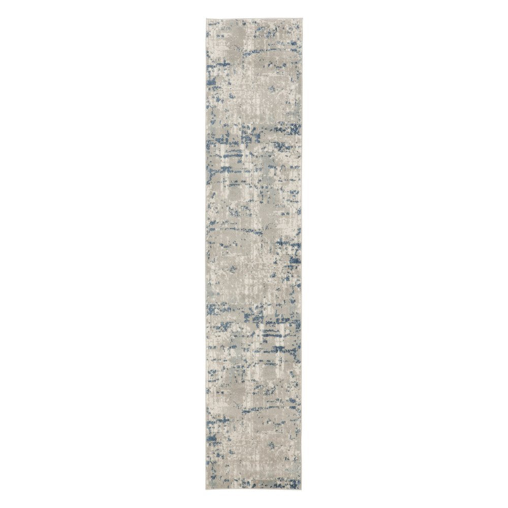 16' Gray And Ivory Abstract Runner Rug