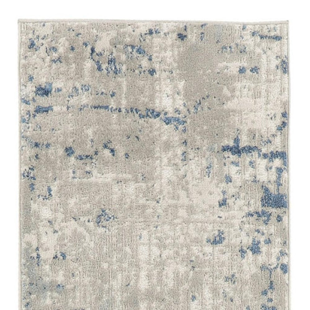20' Gray And Ivory Abstract Runner Rug