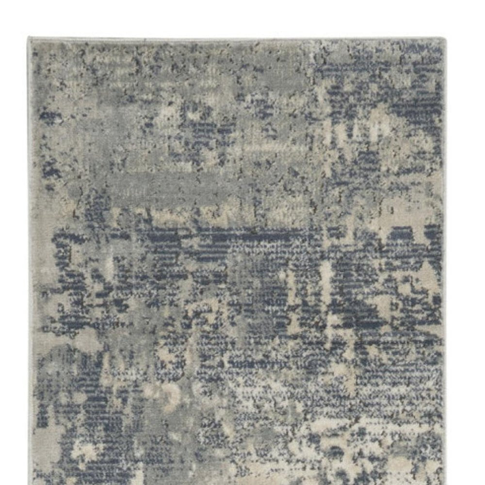 10' Beige And Gray Abstract Runner Rug