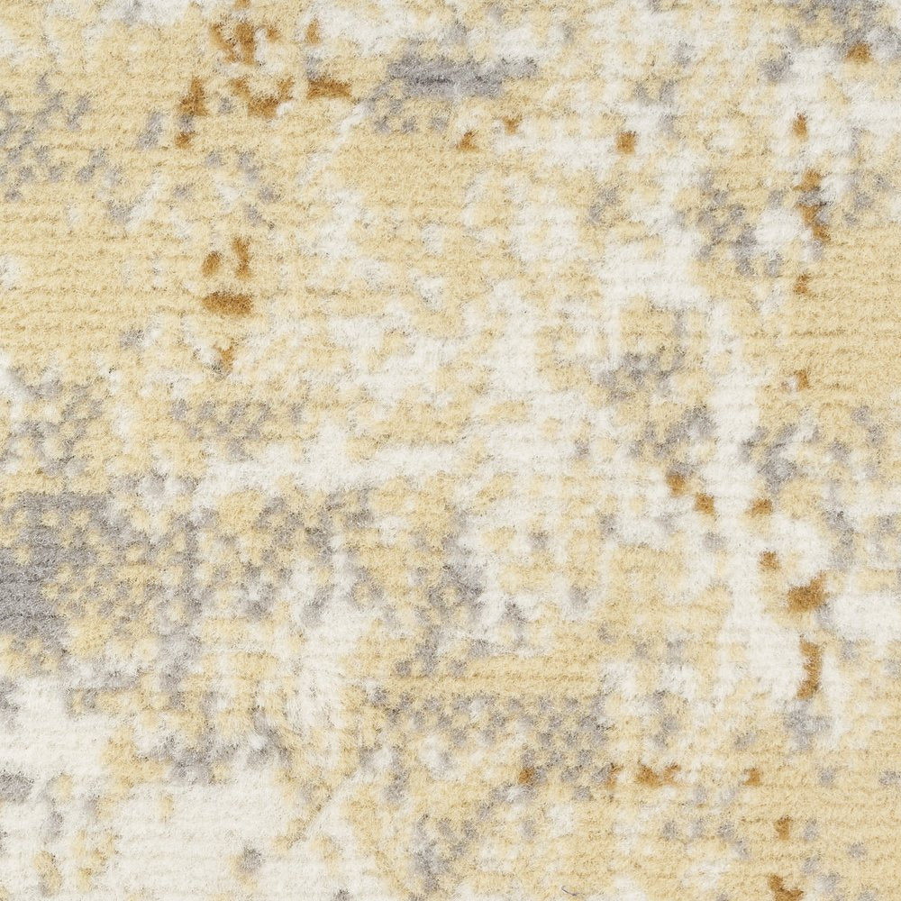 8' Beige And Blue Abstract Runner Rug