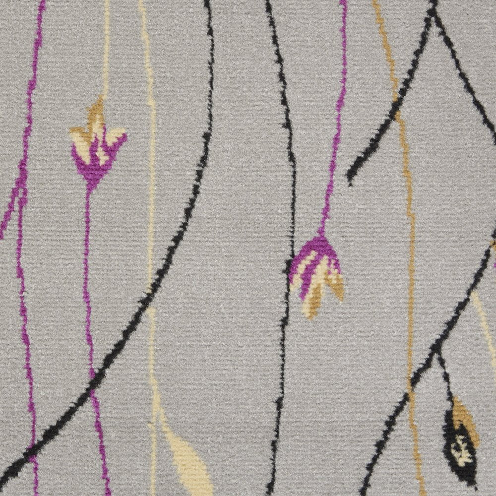 5' X 7' Gray and Pink Floral Power Loom Area Rug