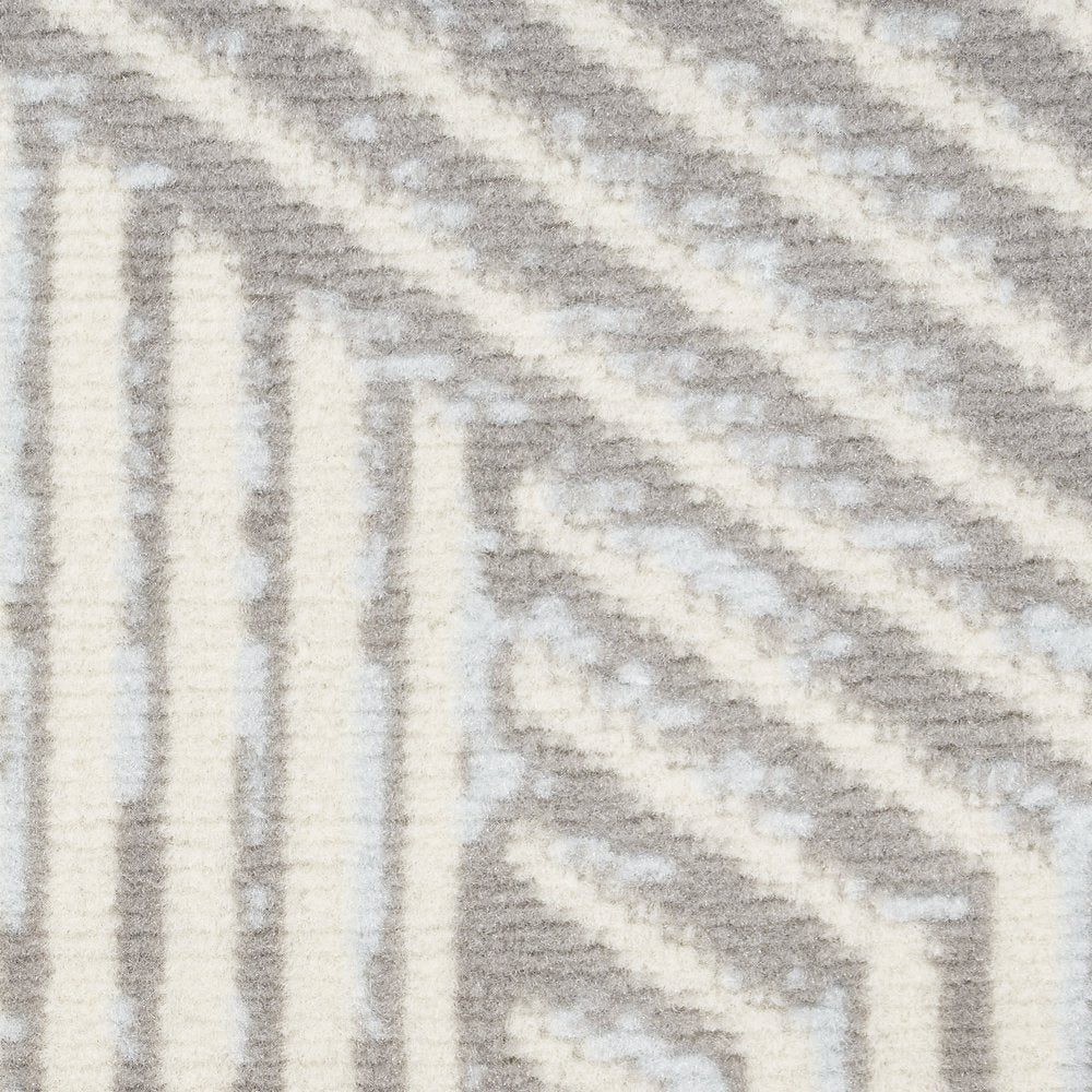 8' Gray And Ivory Geometric Runner Rug