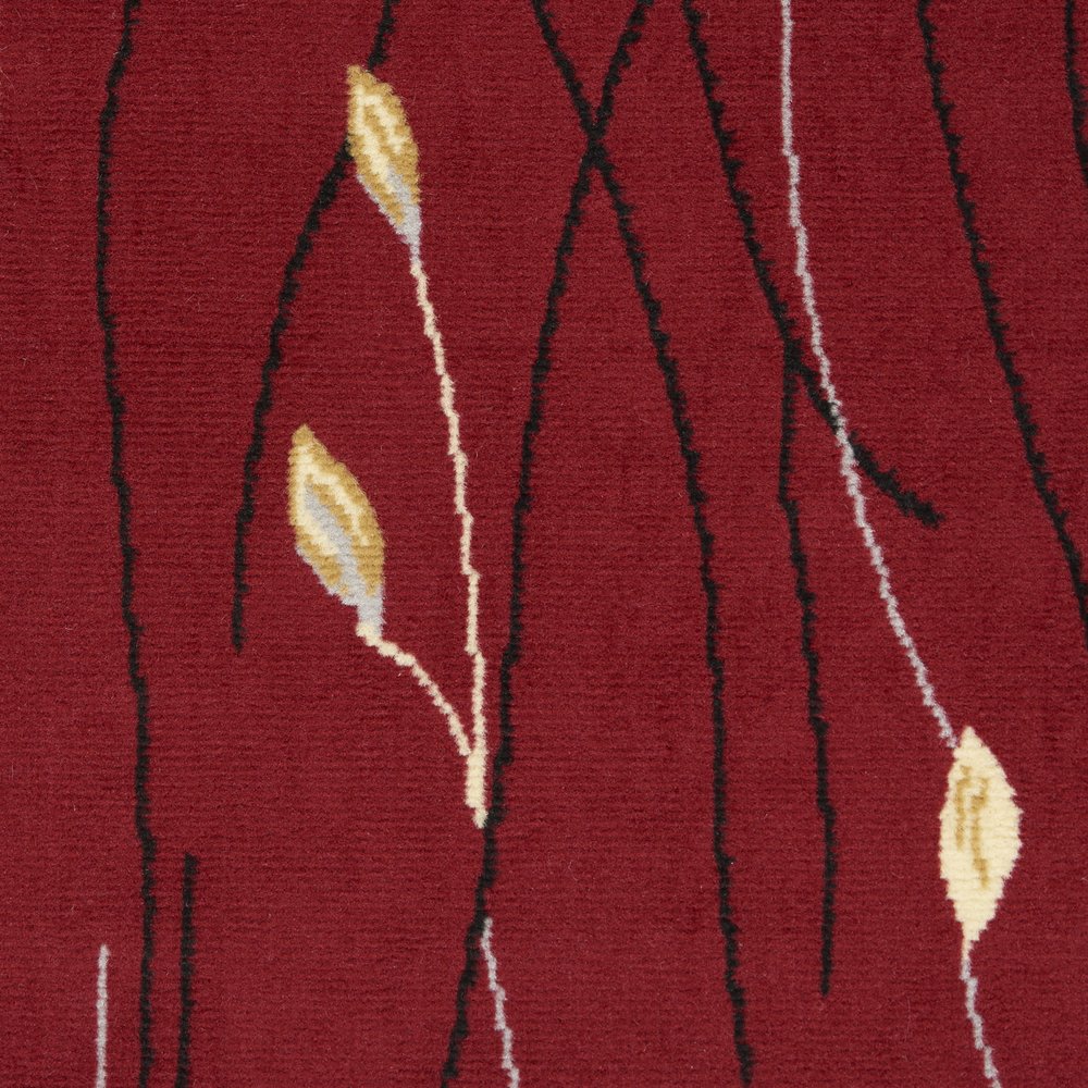 7' X 10' Red Black and Ivory Floral Vines Power Loom Area Rug