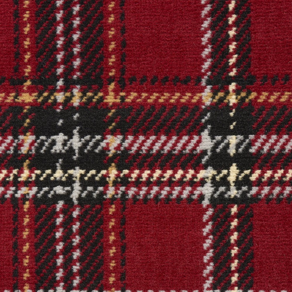 5' X 7' Red and Black Plaid Power Loom Area Rug