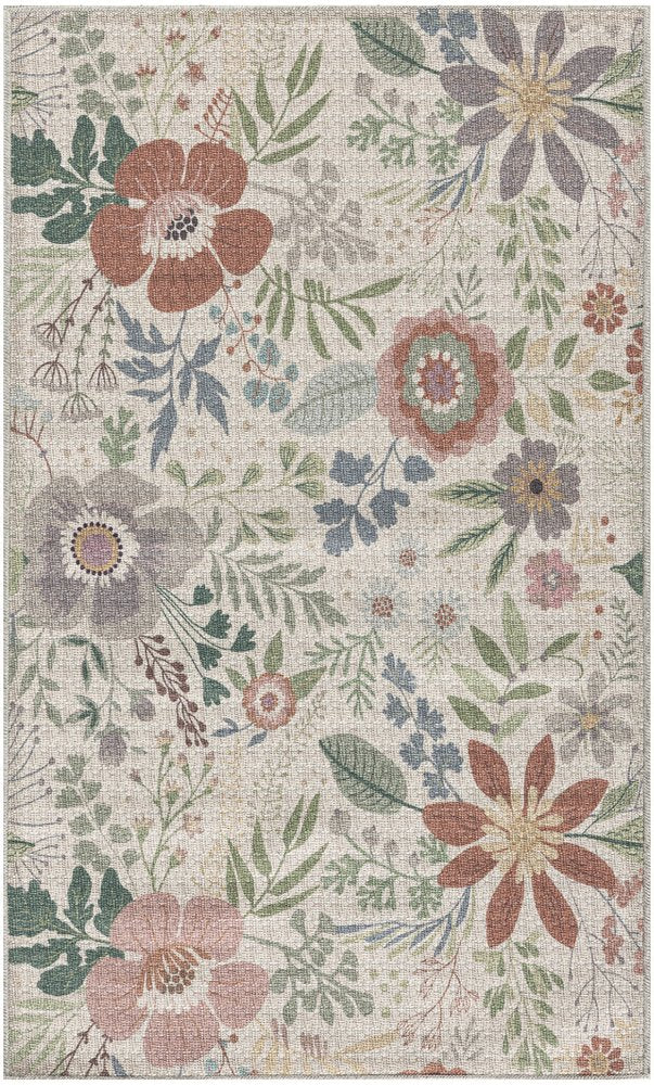 3' X 5' Pink Floral Power Loom Non Skid Area Rug