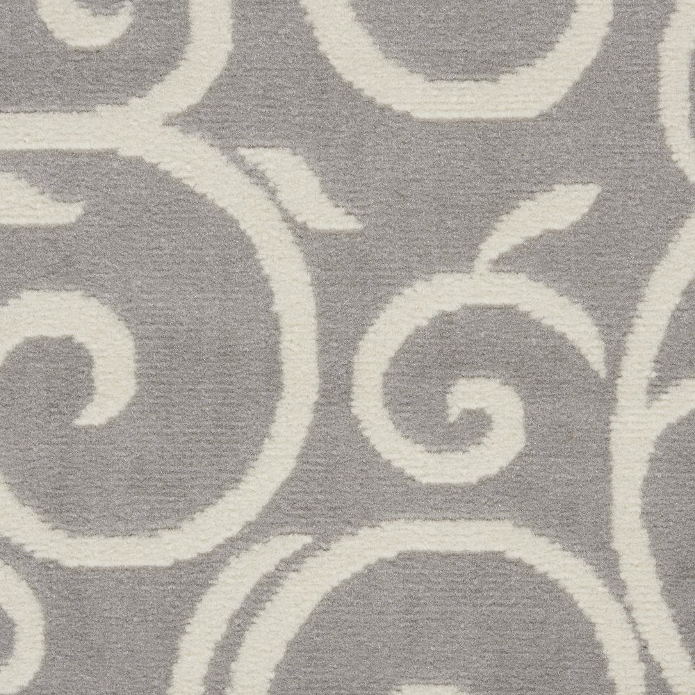 5' Gray and Ivory Round Floral Vines Power Loom Area Rug