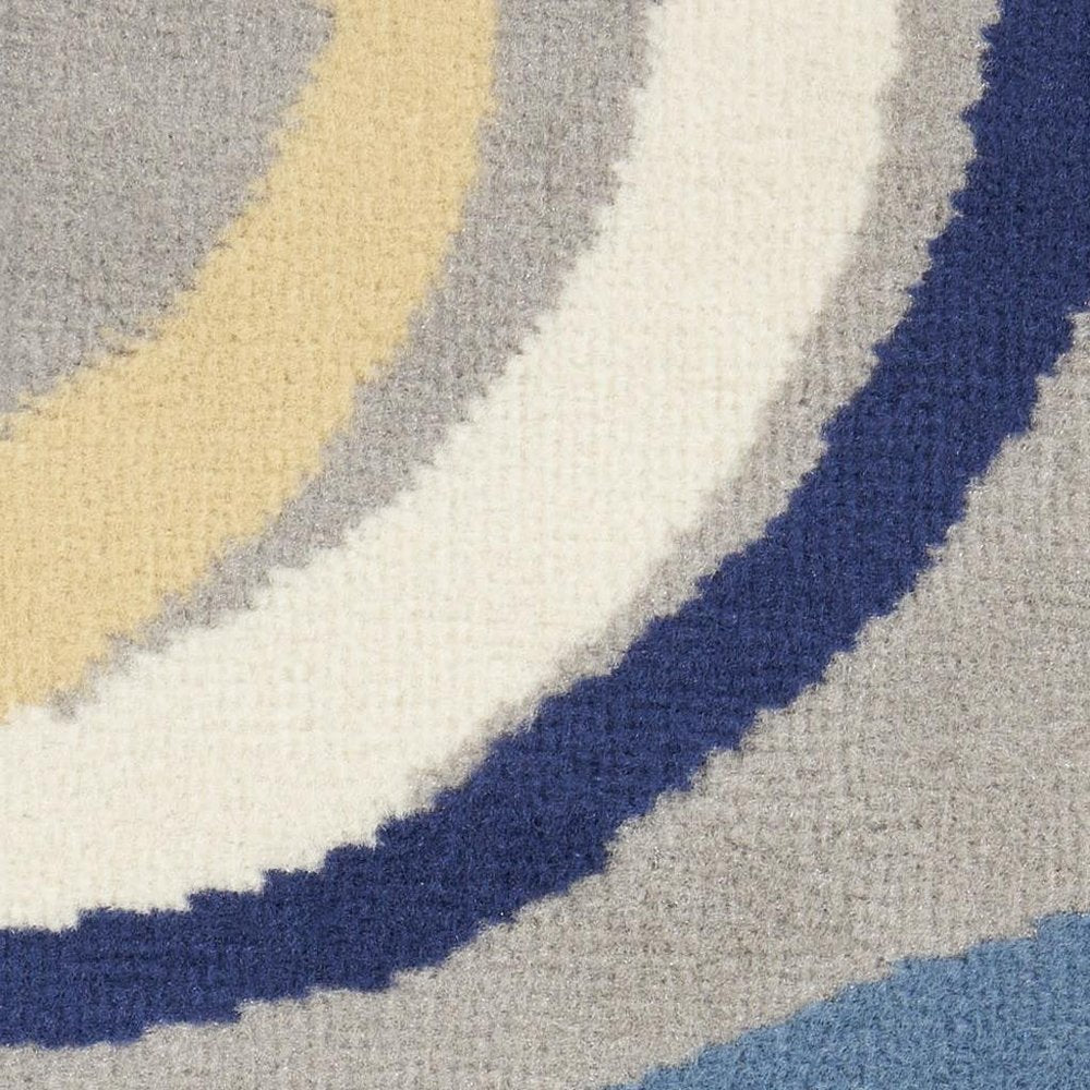 2' X 4' Gray and Blue Geometric Power Loom Area Rug