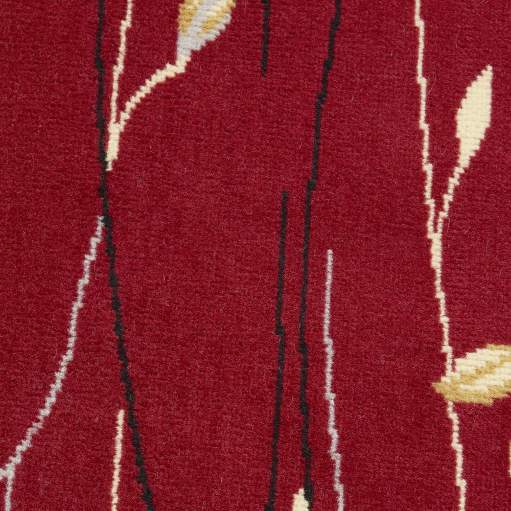 5' Red Black and Ivory Round Floral Vines Power Loom Area Rug