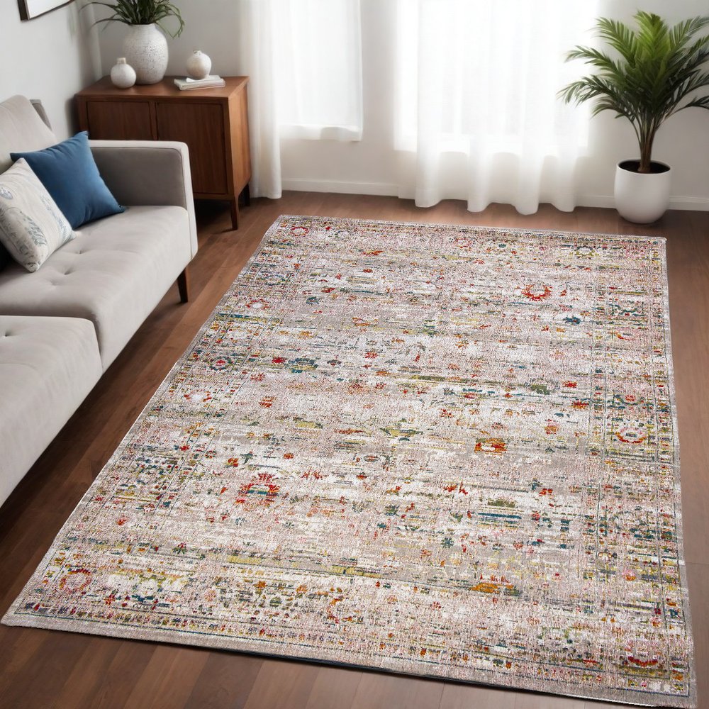 5' X 7' White Oriental Non Skid Area Rug