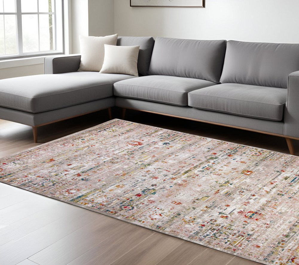 6' X 8' White Oriental Non Skid Area Rug