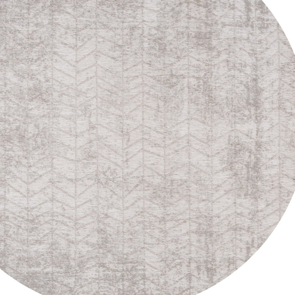 5' Gray and White Round Chevron Non Skid Area Rug