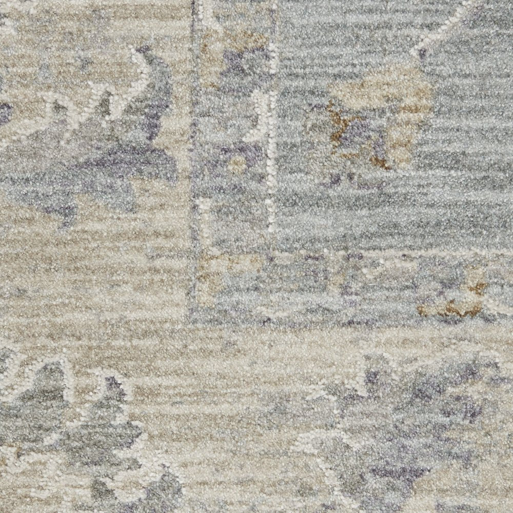 4' X 6' Beige and Blue Floral Power Loom Area Rug