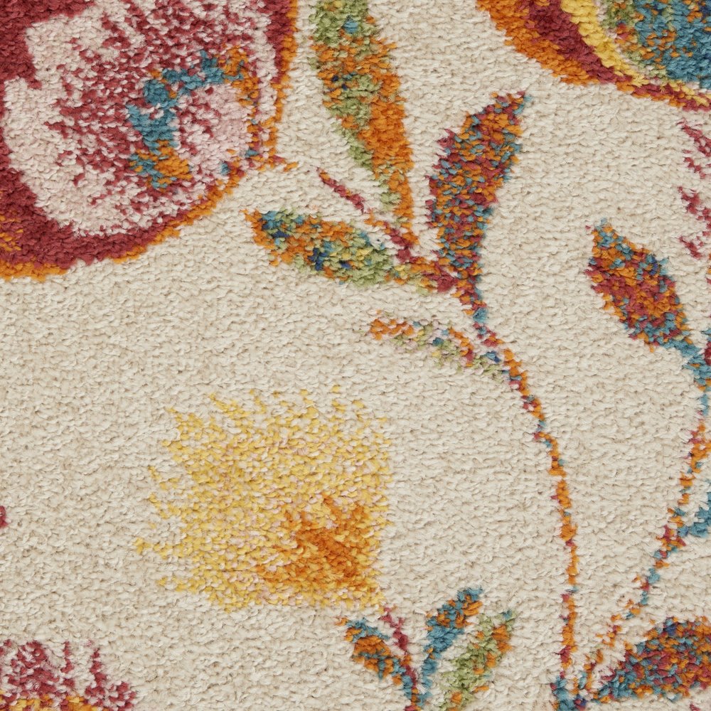 8' X 10' Cream Floral Power Loom Area Rug