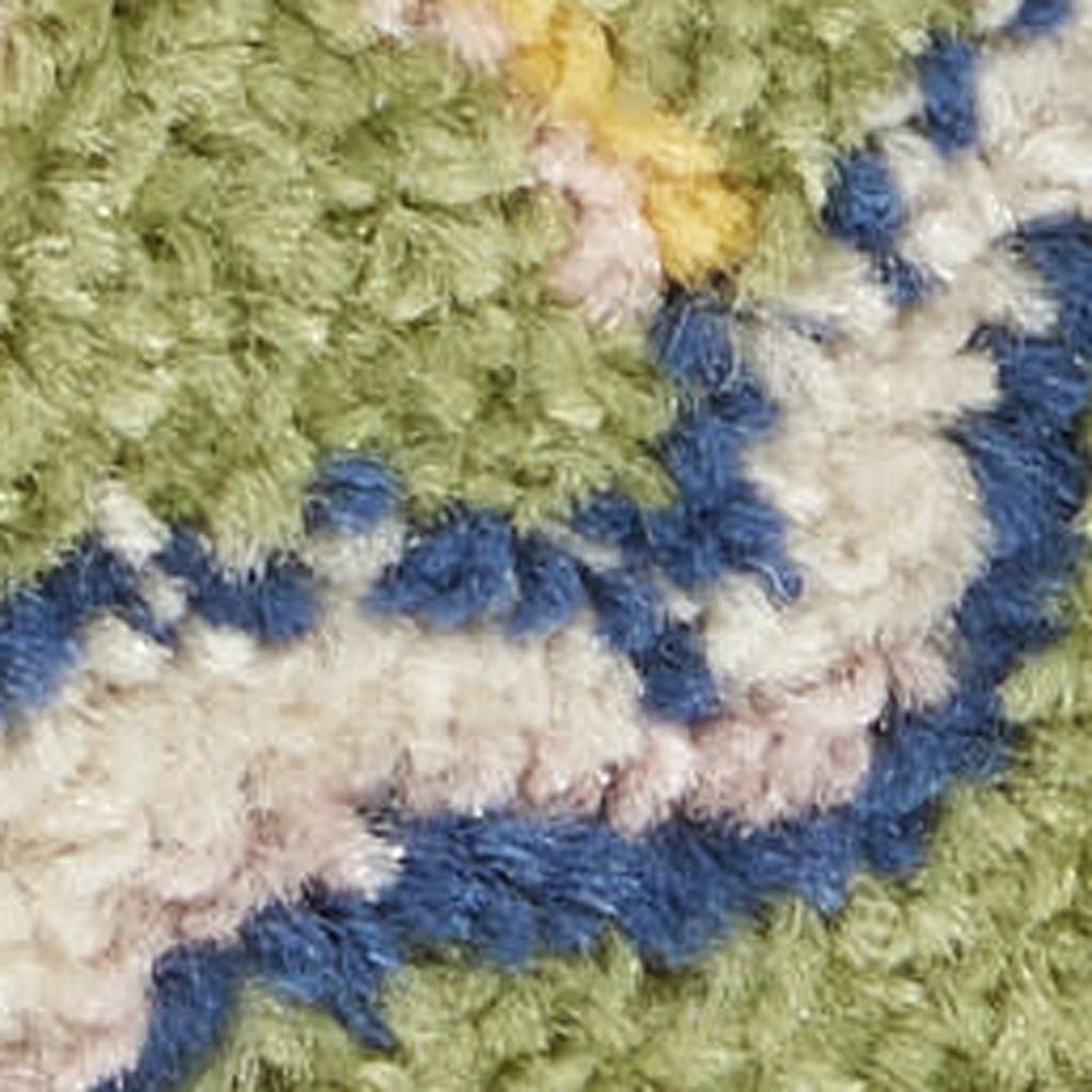 10' Green And Red Floral Runner Rug