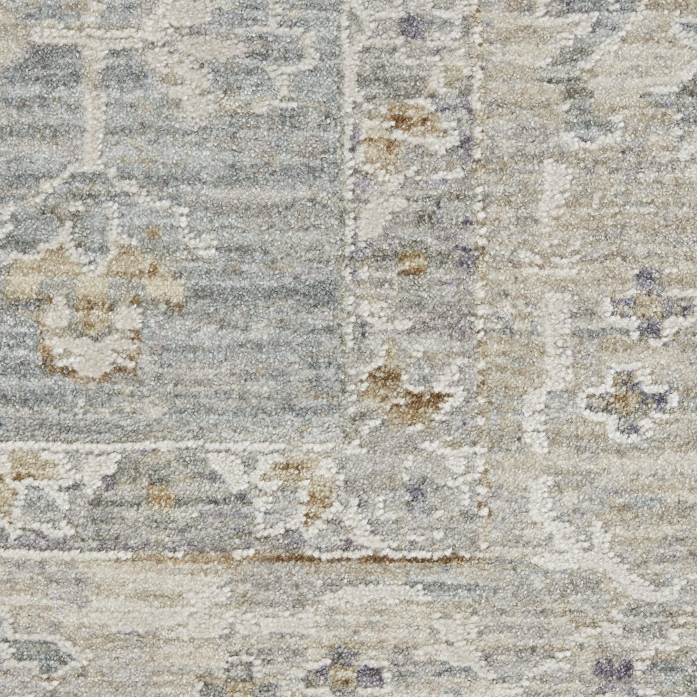 5' X 8' Beige and Blue Floral Power Loom Area Rug