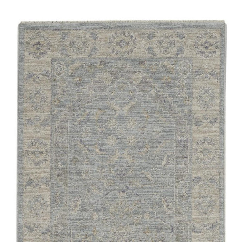 10' Blue Floral Runner Rug