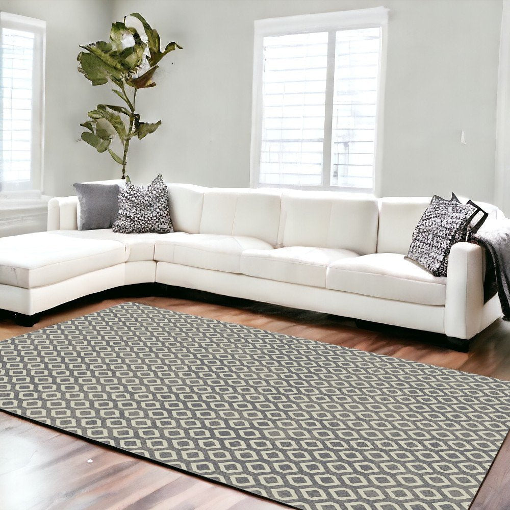 5' X 8' Beige and Gray Geometric Area Rug