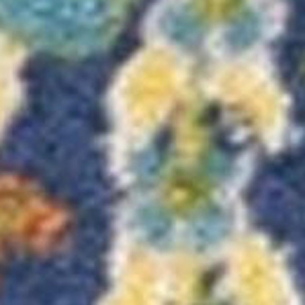 5' Blue Round Floral Power Loom Area Rug