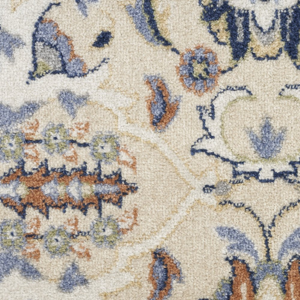 3' X 5' Beige And Blue Floral Area Rug