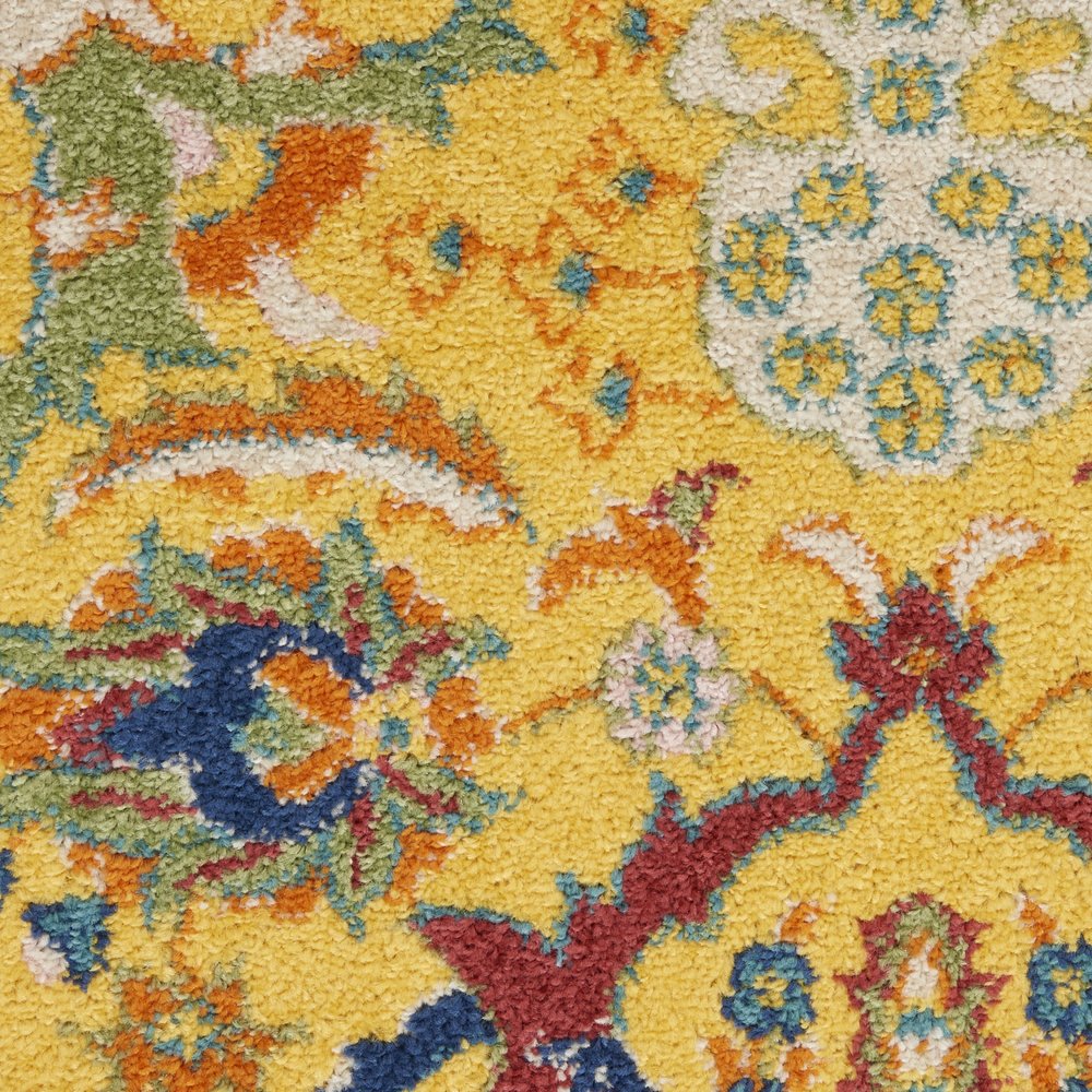 3' X 5' Yellow and Red Floral Power Loom Area Rug