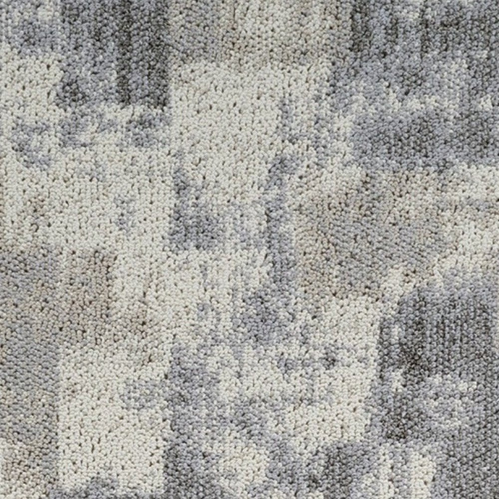 8' Gray And Beige Abstract Distressed Runner Rug