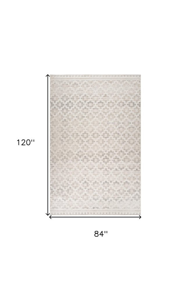 7' X 10' Cream and Beige Moroccan Area Rug