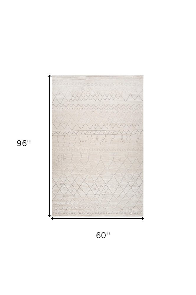 5' X 8' Gray and Beige Abstract Distressed Area Rug