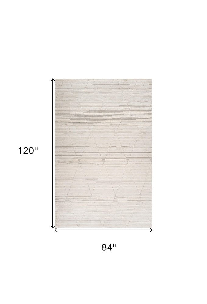 7' X 10' Cream and Beige Abstract Area Rug