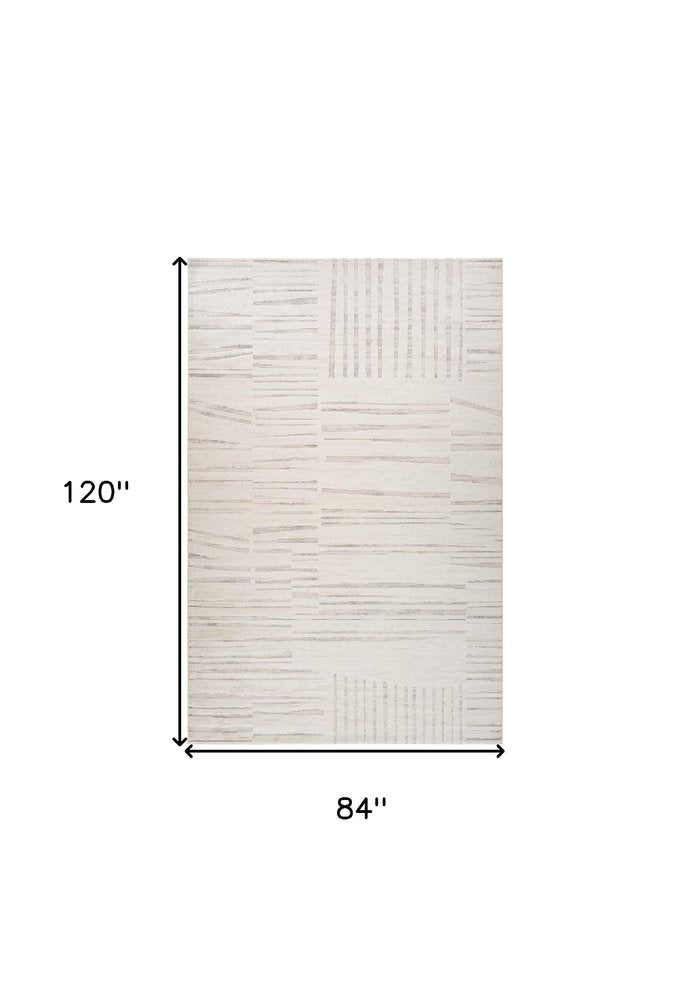 7' X 10' Gray and Beige Geometric Distressed Area Rug