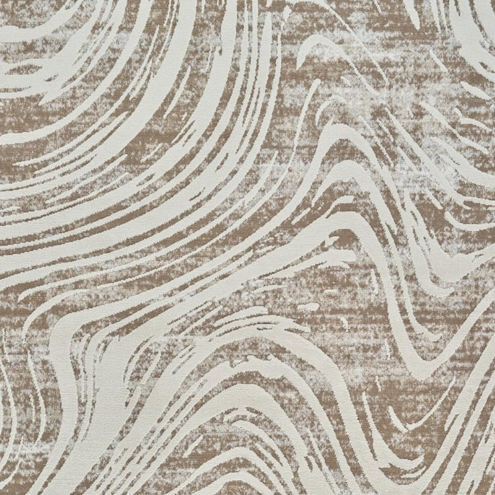 7' X 10' Beige and Brown Abstract Distressed Area Rug