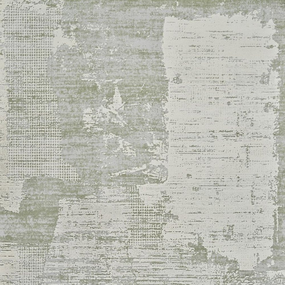 5' X 8' Beige and Green Abstract Distressed Area Rug
