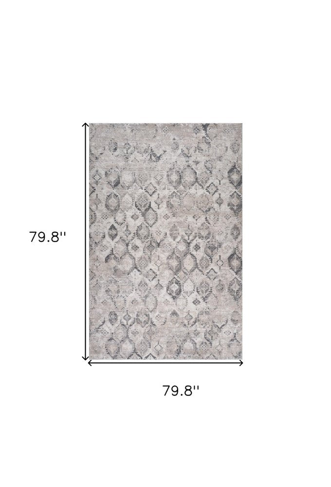 7' X 10' Beige and Gray Abstract Distressed Area Rug