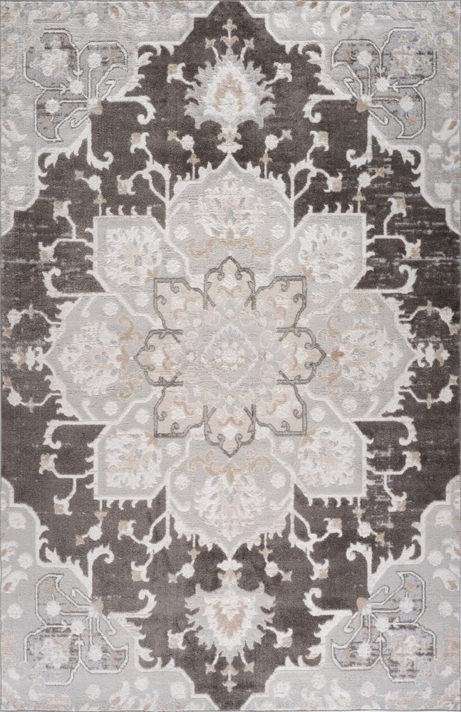 7' X 10' Gray and Brown Southwestern Distressed Area Rug