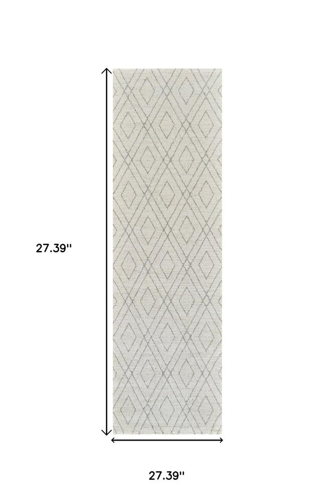 8' Beige and Gray Abstract Non Skid Runner Rug
