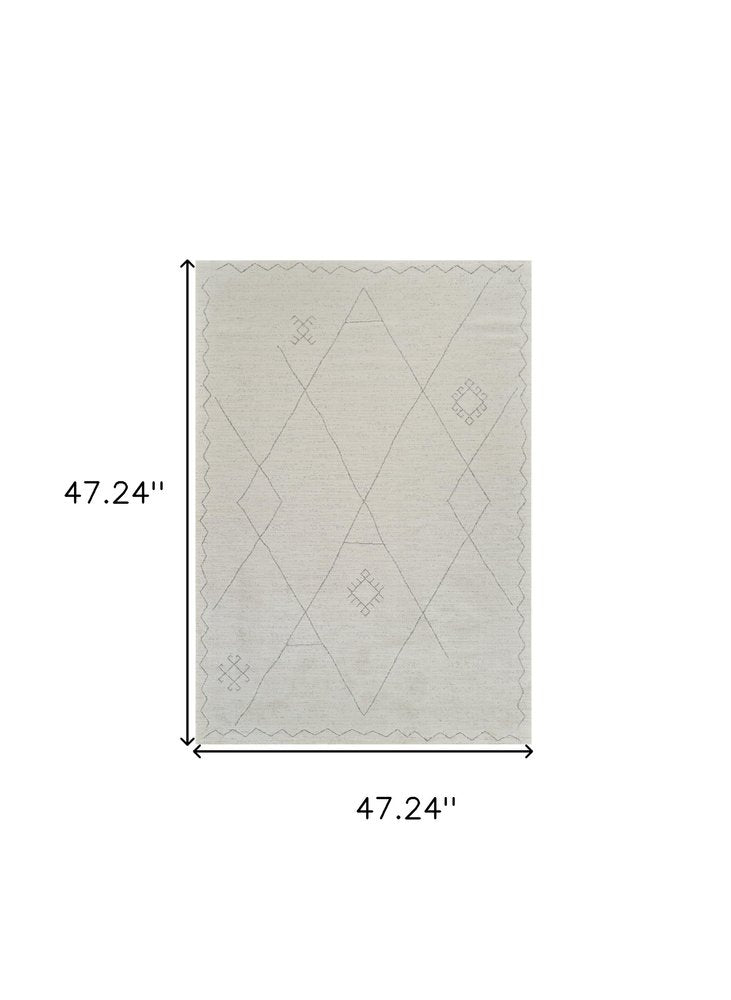 4' X 6' Cream and Beige Abstract Non Skid Area Rug