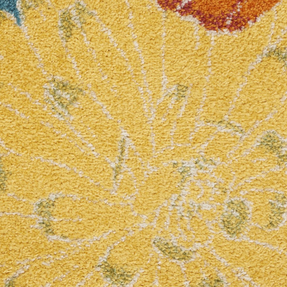 8' Blue Floral Runner Rug