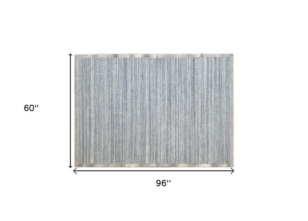 5' X 8' Silver Abstract Hand Tufted Non Skid Area Rug