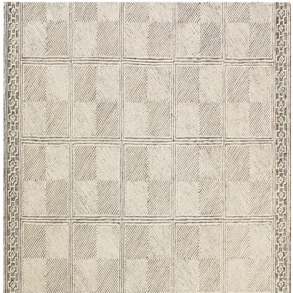 5' X 8' Moss Green Wool Abstract Geometric Hand Tufted Non Skid Area Rug