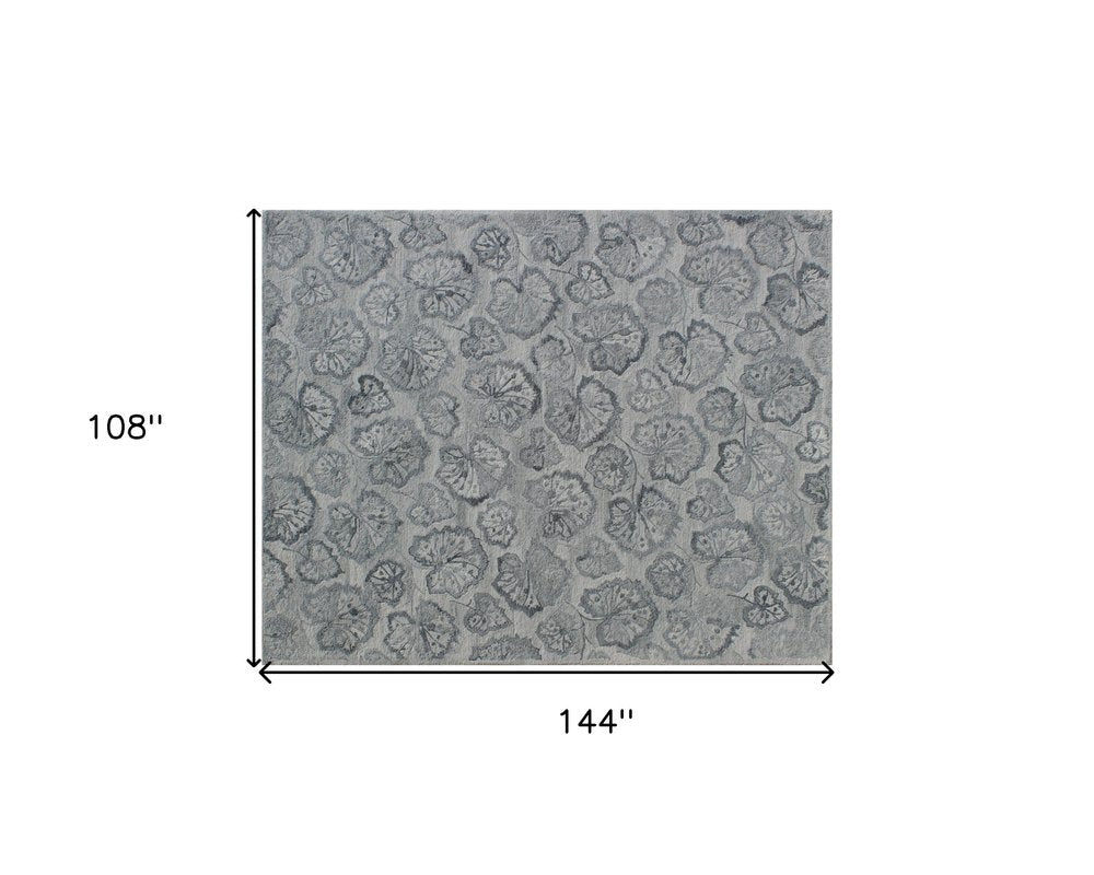 9' X 12' Silver Floral Hand Tufted Non Skid Area Rug