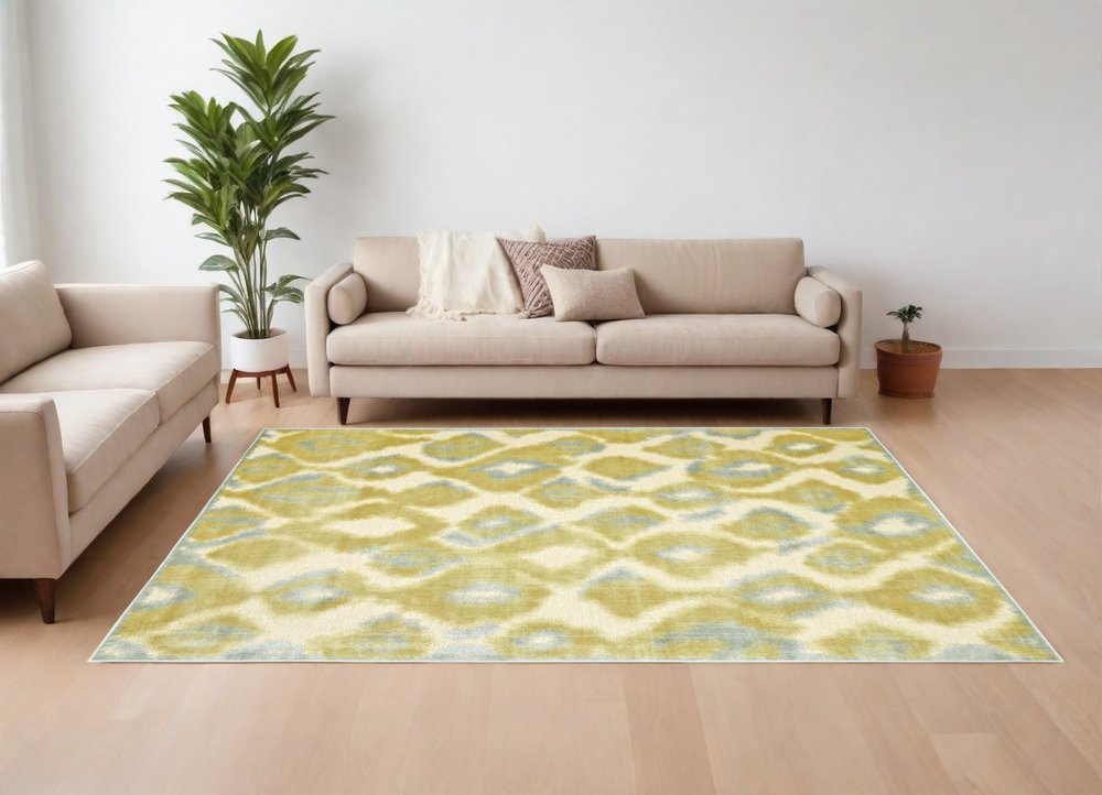 10' X 13' Gold Gray and Tan Abstract Power Loom Area Rug