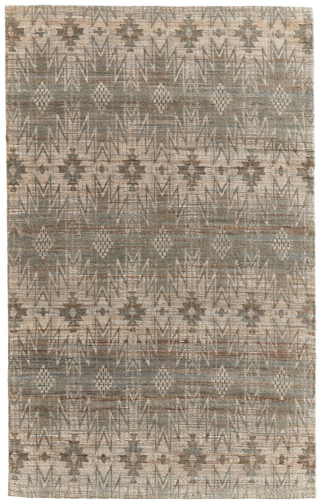 5' X 8' Tan and Gray Geometric Hand Woven Area Rug