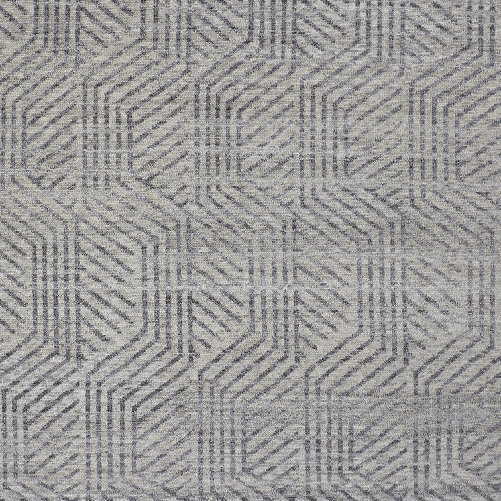 5' X 8' Tan and Gray Wool Geometric Hand Knotted Area Rug