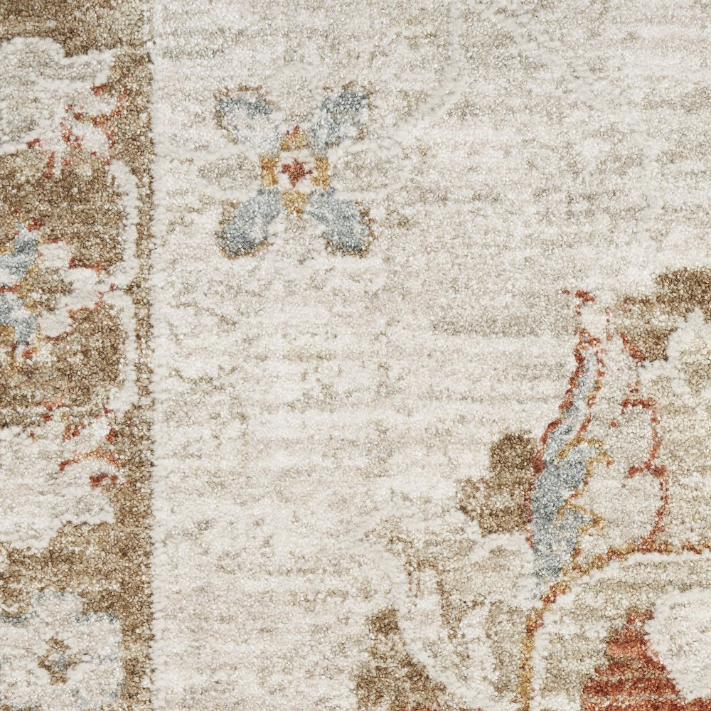 4' X 6' Ivory Floral Power Loom Distressed Area Rug